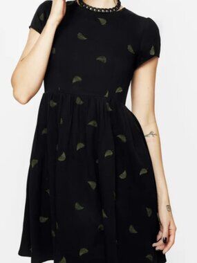 Osmunda Fern Embroidered Mini Skater Dress - 8